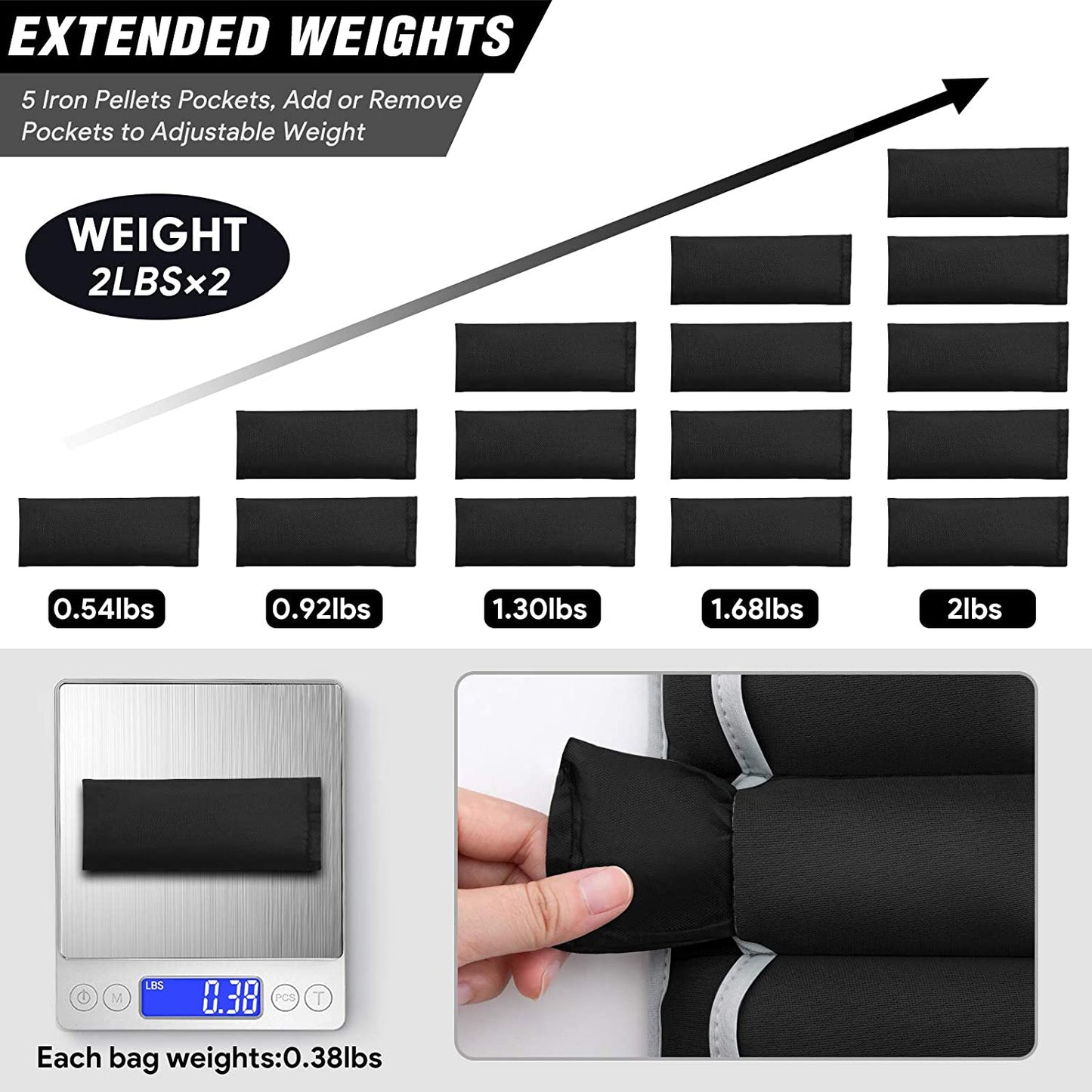 YYOJ  Ankle Weights, Adjustable Leg Weights Straps for Exercise, Wrist Weight Set for Women and Men